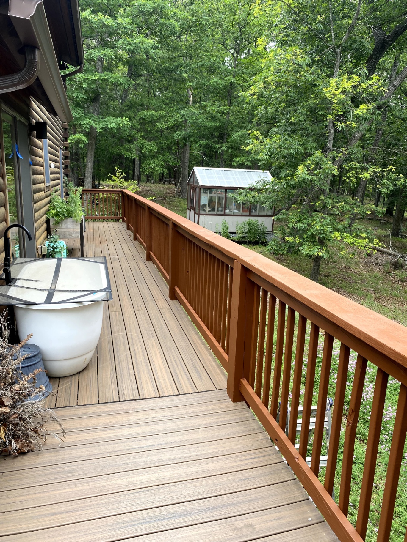 Composite deck & stained rail